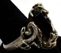 Heavy Onyx Dragon Ring in Sterling Silver