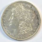 Creamy-white near Mint 1898-S Morgan Silver Dollar. Scarce