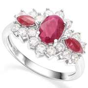 925 STERLING SILVER 0.98 CT RUBY & DIAMOND COCKTAIL RING