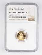 PF70 UCAM 1992-P $5 American Gold Eagle - 1/10 Oz. Fine Gold - NGC