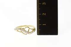 10K Yellow Gold Wavy Heart Design CZ Love Promise Band Ring