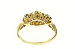 14K Yellow Gold Three Stone Sapphire Diamond Accent Ring