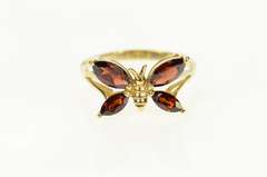 10K Yellow Gold Marquise Garnet Butterfly Change Symbol Ring