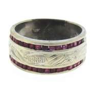 Fantastic White Gold Band w Channel Princess Rubies