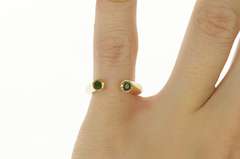14K Yellow Gold Natural Emerald Curved Floating Statement Ring