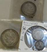 Netherlands: Curacao Silver Type Set Lg & reduced 1 Gulden & 25c & 1/10