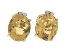 Romantic 18kt Citrine and Diamond Earrings