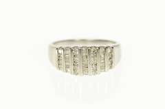 10K White Gold Diamond Channel Graduated Statement Band Ring