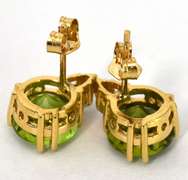 Vibrant Peridot & Diamond Chip Earrings in 14KT Yellow Gold
