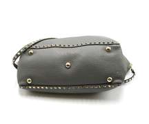Valentino Rockstud Pebbled Leather Grey Tote