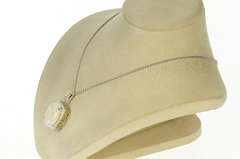 18K White Gold Massive Natural Opal 0.83 Ctw Diamond Pendant