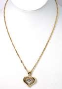 Adorable Floating Heart Necklace in 14KT 2-Tone Gold