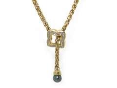 18kt David Yurman Diamond and Pearl Quatrefoil Lariat Necklace