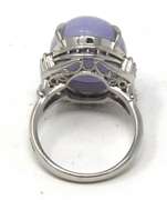 Impressive Platinum Oval Cabochon Shape Cut Lavender Jade Cocktail Ring