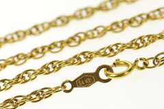 14K Yellow Gold 2.0mm Retro Rolling Cable Link Rope Chain Necklace