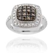 Sterling Silver 1/5ct Champagne Diamond Square Ring