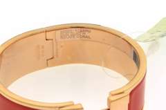Hermes Rose Gold Plated Enamel Bangle Bracelet