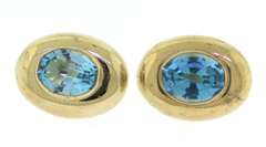 Dreamy Yellow Gold Blue Topaz Earrings