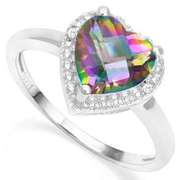 925 STERLING SILVER 1.73 CT MYSTIC GEMSTONE & DIAMOND COCKTAIL RING