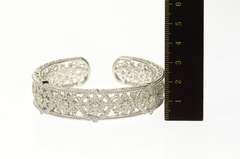 Sterling Silver Judith Ripka Filigree Floral Cuff Statement Bracelet