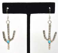 Sterling Silver Cactus Earrings with Turquoise