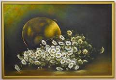Still Life With Daisies, Signed Original Acrylic Painting on Canvas by L. Love L. Love