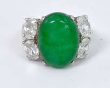 Bold Chrysoprase & CZ Ring in Sterling Silver