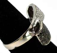 Flashy 0.64CTW Black & White Diamond Bow Ring in 14KT White Gold