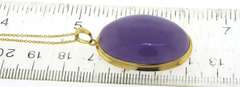 Precious Oval Purple Jade Cab Yellow Gold Necklace