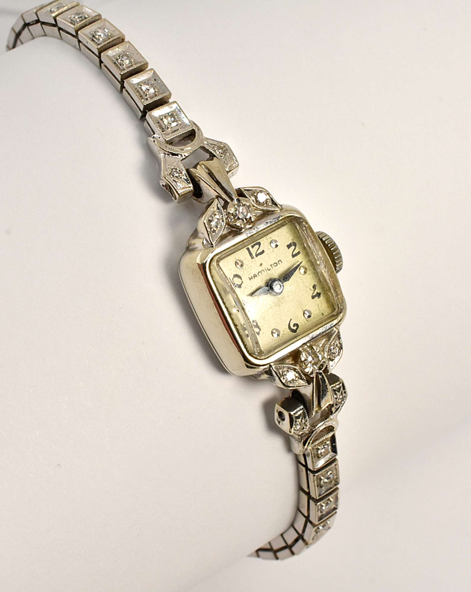 Vintage Deadstock Hamilton WG & Dia watch Art Deco Hamilton Diamond Wrist Watch main image 4