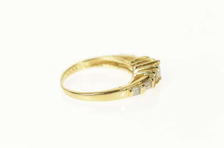 14K Yellow Gold Marquise Diamond Baguette Promise Band Ring