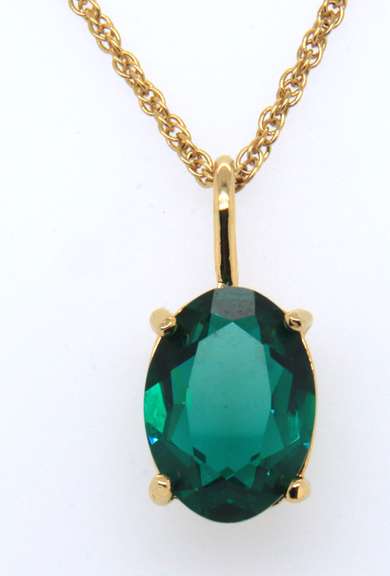 Green Cubic Zirconia Pendant on Chain