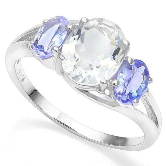 1.41 CT AQUAMARINE & 4/5 CT TANZANITE 18K GOLD PLATED RING