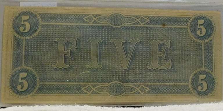 Confederate: 1864  $5 Richmond, circ, signed & numbered