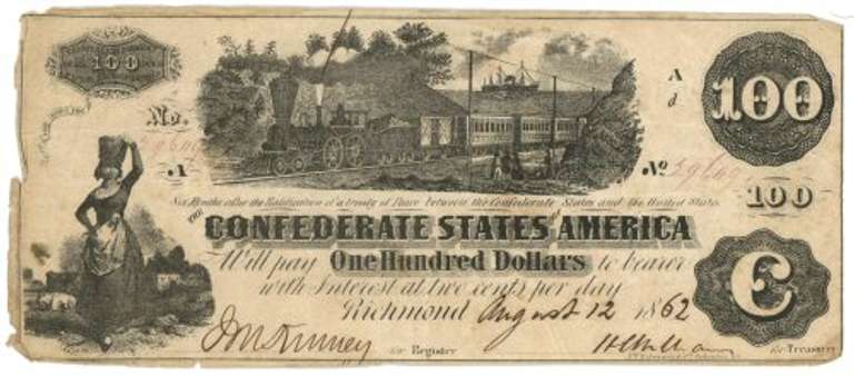 1862 Confederate States of America $100 Note (T-39)