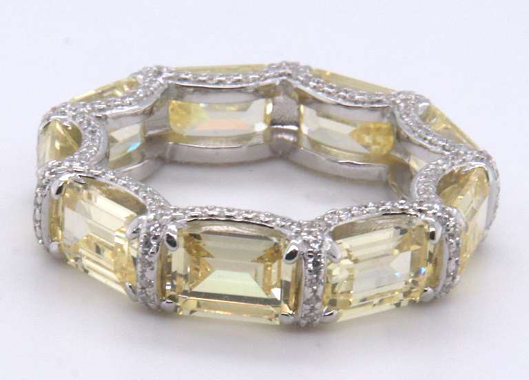Sterling Silver Yellow Cubic Zirconia Band