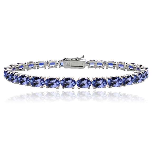 Sterling Silver 10ct Tanzanite 6x4mm Oval Tennis Bracelet