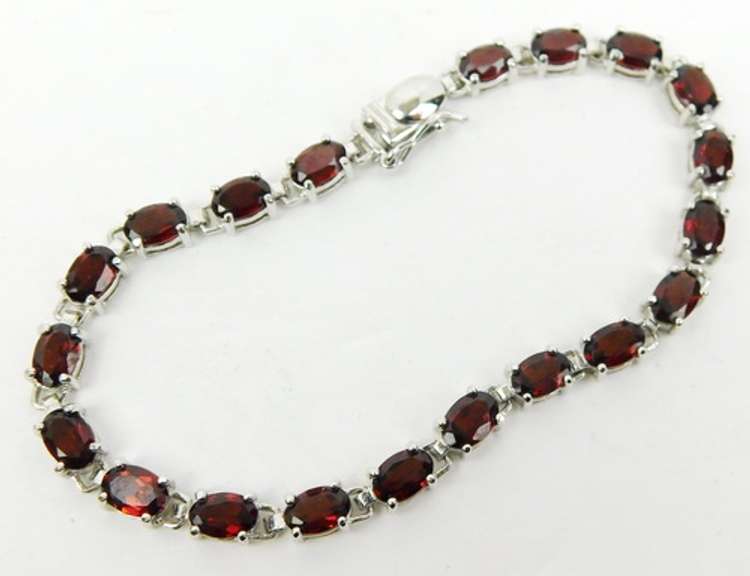 Sterling Silver Garnet Tennis Bracelet