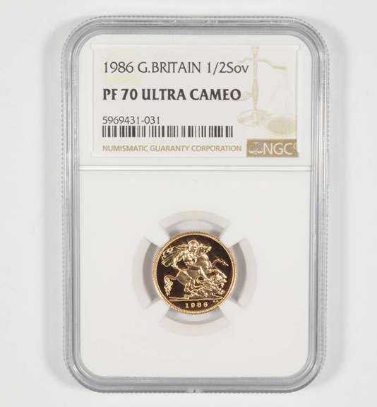 PF70 UCAM 1986 Great Britain 1/2 Sovereign - Graded NGC