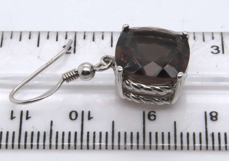 Sterling Silver Smokey Quartz Dangle Earrings