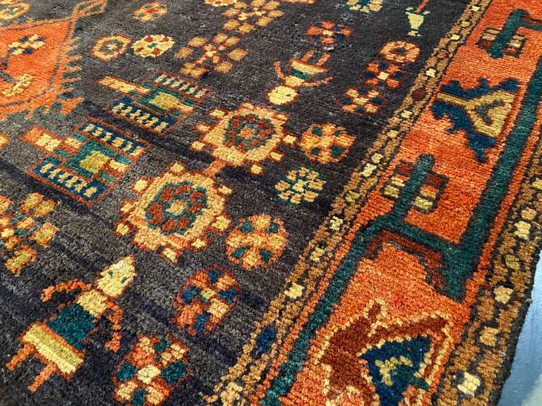 UNIQUE VINTAGE PERSIAN RUG 4.2x8.6