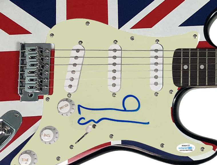 Oasis Noel Gallagher Autographed Signed Graphics British Flag Union Jack Guitar ACOA