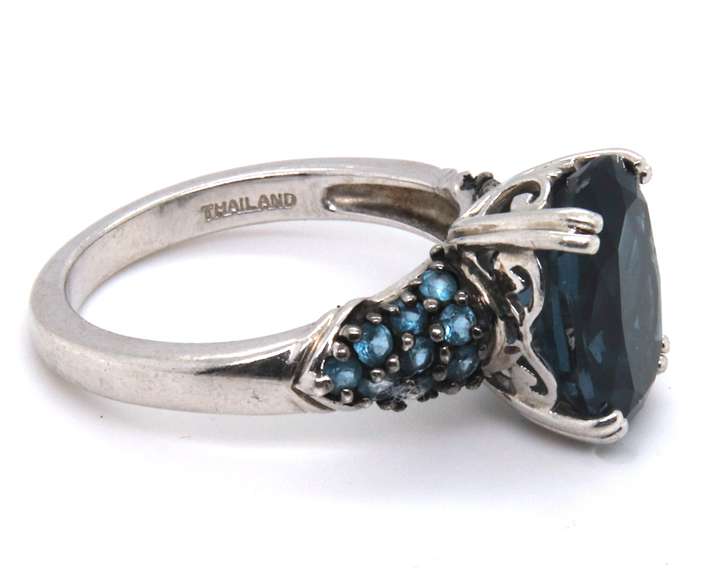 Sterling Silver Blue Cubic Zirconia Ring