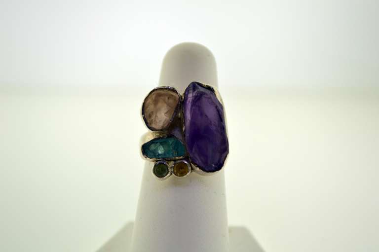 Sterling Silver Raw Gemstone Ring Lot