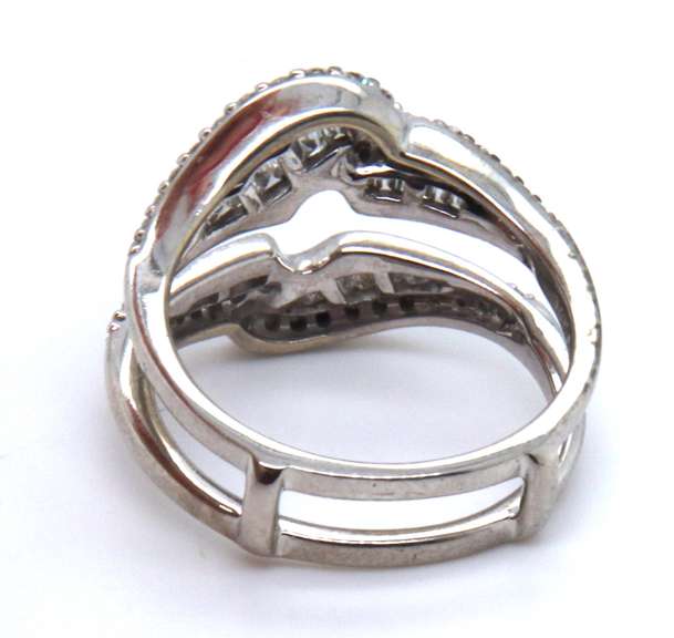 Dazzling White Gold Baguette and Round Brilliant Cut Diamond Ring Guard