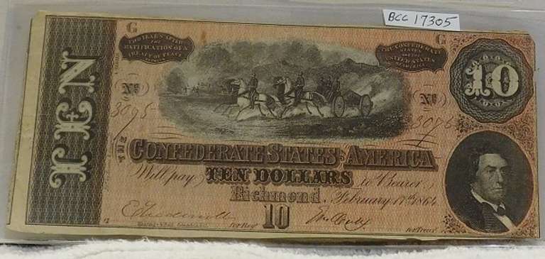 Confederate: 1864  $10 Richmond, circ, signed & numbered