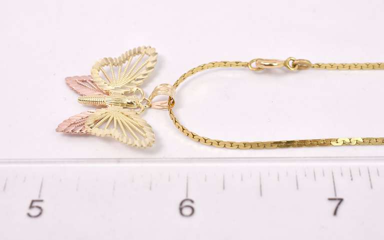 Enchanting Butterfly Pendant Necklace in Yellow Gold