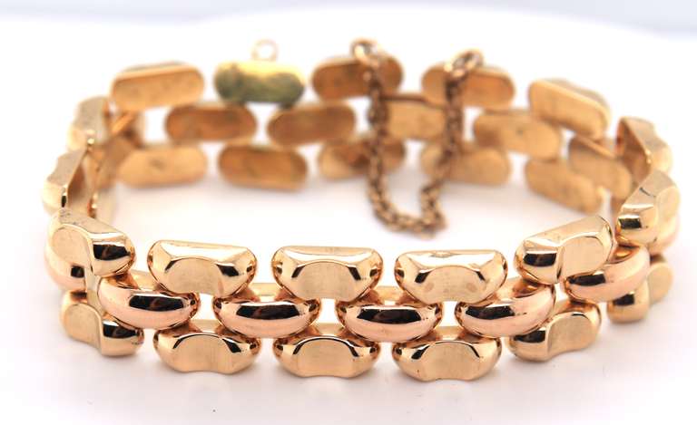 Fancy 18kt Wide Gate Link Style Bracelet