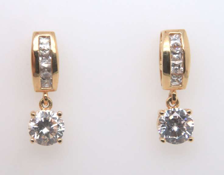 Sterling Silver Cubic Zirconia Dangle Earrings