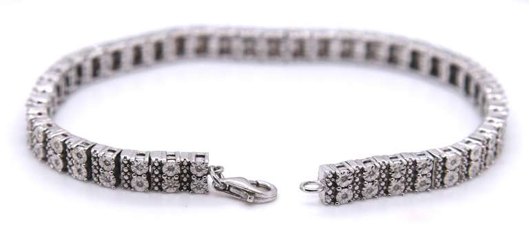 Vintage Sterling Silver CZ Tennis Bracelet